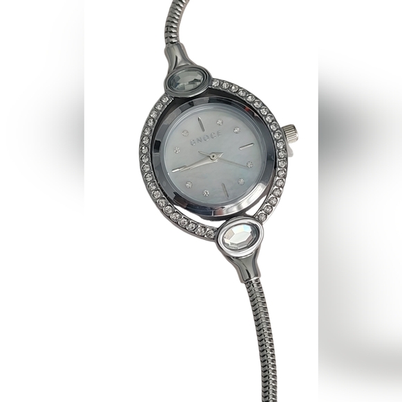 Gnoce Watch DISCONTINUED Charms Silver Bracelet Mother of Pearl Oval Iridescent - Picture 6 of 9